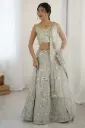Grey Dori Work Georgette Wedding Wear Lehenga With Blouse