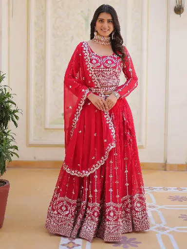 Pink Sequins Wedding Wear Lehenga Choli